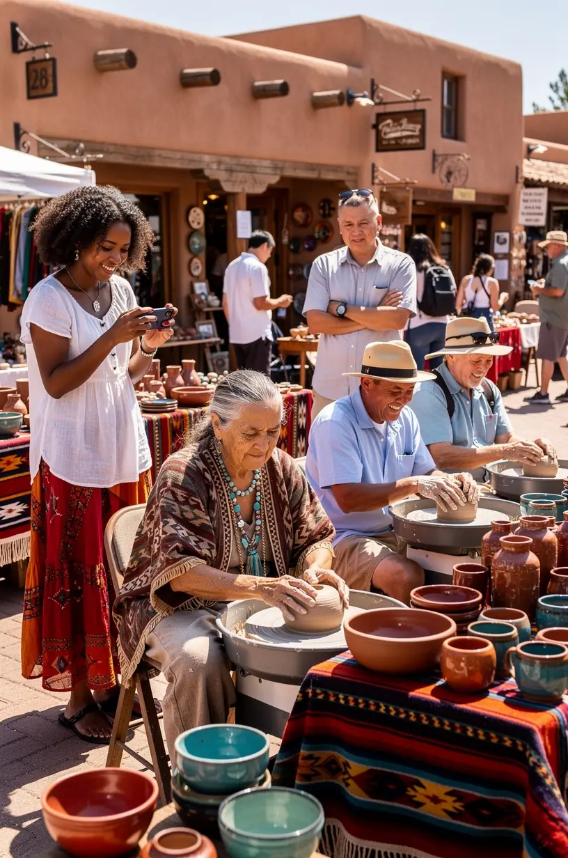 Посетители изучают изготовление национальных украшений на интерактивном занятии с местными мастерами.